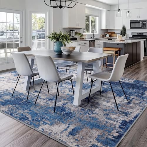 RELEANY Washable Square 10' x10' Area Rug for Living Room Blue Gray - Image 7