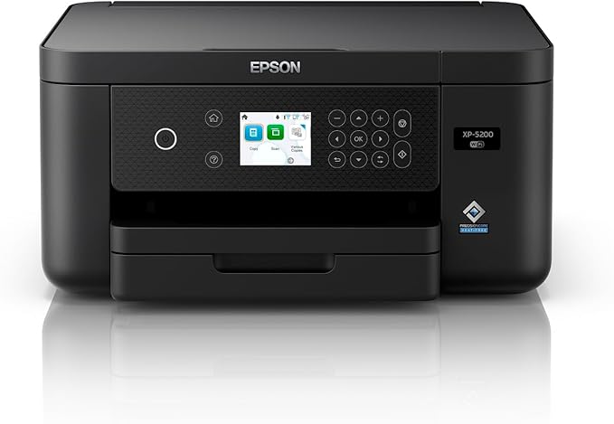 Epson Expression Home XP-5200 Wireless Color All-in-One Printer with Scan Copy, Automatic 2-Sided Printing, Borderless Photos, 150-Sheet Paper Tray and 2.4' Colorfull Display - Black