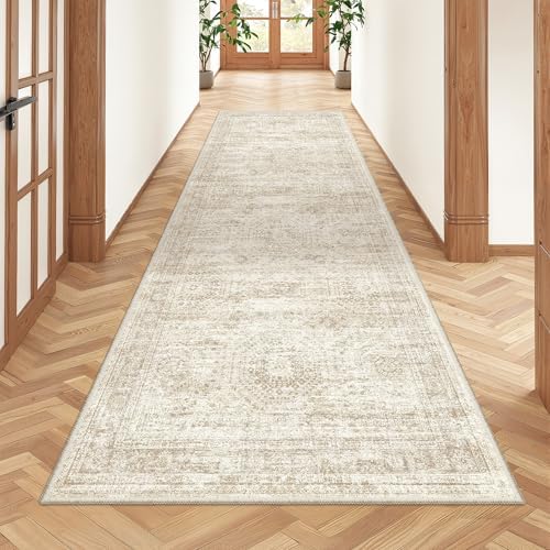 2'6 x 8' Runner Rug Non Slip,Washable Kitchen Rugs,Beige - Image 3