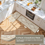 Collive Kitchen Rugs Sets of 2 Non Slip Washable, Taupe Kitchen Floor Mats - Image 2