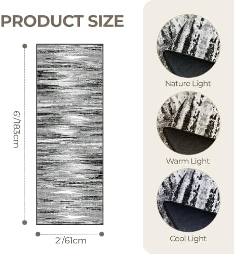 2x6 Runner Rug Non Slip,Washable Hallway Runner Rug,Black - Image 2