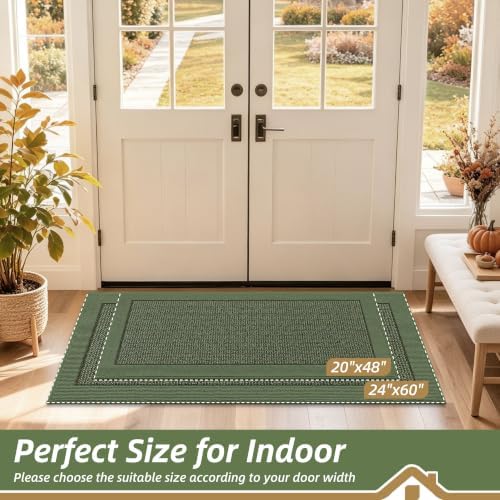 BEQHAUSE Indoor Door Mat 20" x 48", Dirt Trapper Door Mats, Green - Image 2