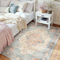 RELEANY Washable Area Rug, 3'x5', Blue/Orange/Red by RELEANY