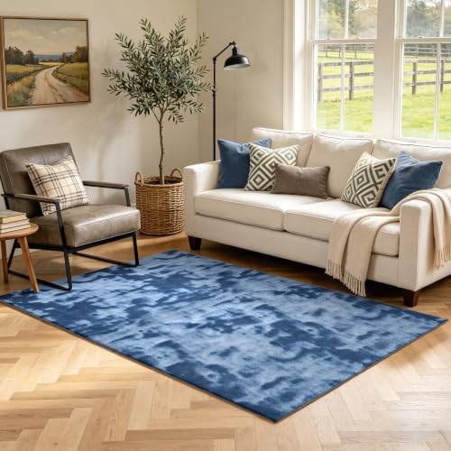 3x5 Tie-dye Dark Teal Area Rug Washable Non-Slip Soft for Bedroom Kitchen by Unknown