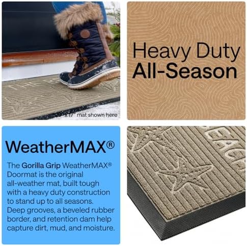 GORILLA GRIP WeatherMAX Door Mat, Indoor Outdoor Use, 35x23, Beige Beach - Image 3