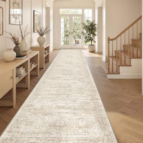 3x18 Runner Rug Non Slip,Washable Hallway Runner Rug,Beige - Image 4