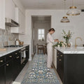 Hallway 3x10 Washable Runner Rug: Kitchen Rugs Entryway Area Rugs Vintage Soft Floor Mat Non Slip Indoor Farmhouse Carpet for Bathroom Living Room Bedroom Printed Rug for Family(3x10 Floral/Blue) by HYHAOYUNLAI
