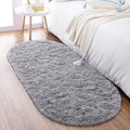 Noahas 2.8x6.3 Grey Fluffy Soft Oval Rug Non-Slip for Bedroom Dorm Hallway by ModernHomeDecor