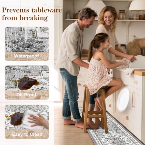 Boho Kitchen Mats for Floor 2PC Anti Fatigue Kitchen Rugs, Grey - Image 5