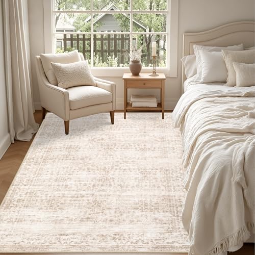 5x7 Area Rugs Living Room: Washable Rug for Bedroom Beige Brown - Image 4