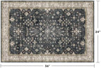 Black Washable 2x3 Entry Rug, Small Rugs for Entryway Kitchen Bathroom Door Mat Indoor Entrance, Non Slip Rubber Backing, Stain & Fade Resistant, Ashen Charcoal Floral Farmhouse Decor - Image 2