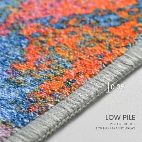 Ompaa Living Room Rug 5x7 Rainbow Area Rugs Washable Boho Colorful Rug Non Slip Abstract Vintage Indoor Large Carpet for Bedroom, Classroom, College Dorm, Farmhouse, Dining Room, Kids Playroom - Image 7