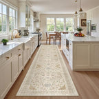 Madane Hallway Runner Rug 2'6''x12' Kitchen Runners Vintage, Beige/Blue - Image 2