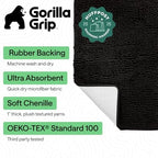 GORILLA GRIP Bath Rug Mat for Bathroom, Absorbent Chenille, 70x24 Black - Image 2