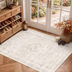 SameBed 3x5 Area Rug Living Room, Vintage Washable Carpet Cream Beige by SameBed