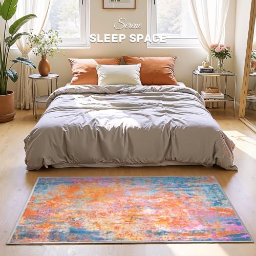 2x5 Rainbow Rug Runners for Hallways Kitchen Runner Rug Non Slip Washable Black Long Runner Rugs with Rubber Backing Soft Abstract Carpet Runner for Bedroom, Kitchen, Bathroom, Entryway - Image 2