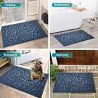 Bulijojo Front Door Mat Entrance,Durable Heavy Duty Welcome Mat,Thick Absorbent Natural Rubber Non Slip Mat,Sturdy Entryway Blue 17"x30" - Image 6