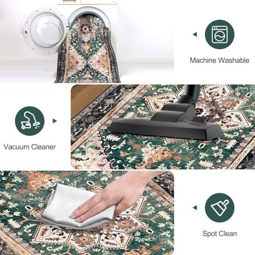 Yamaziot Washable Runner Rug, 2x8 Non-Slip Boho Vintage Hallway Kitchen Rug - Image 6