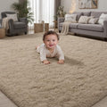 PLHXFR 5x7 Area Rugs Living Room: Fluffy Bedroom Rug Shag Carpet Camel by PLHXFRSoftAreaRugs