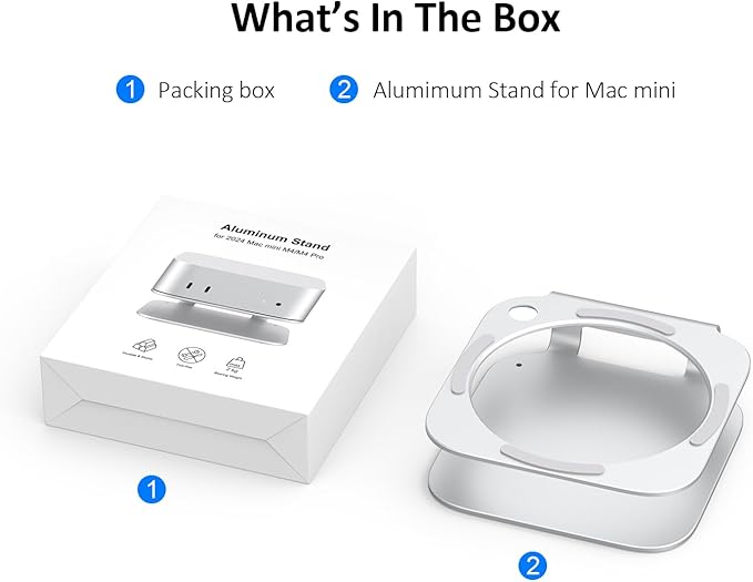 AKKYAJAURE Mac mini M4 Dock Stand, Aluminum Desktop Stand Mount for New Mac mini M4 and M4 Pro, Improved Cooling, Easy Power Button Access & Desk Organization – Essential Mac mini M4 Accessories