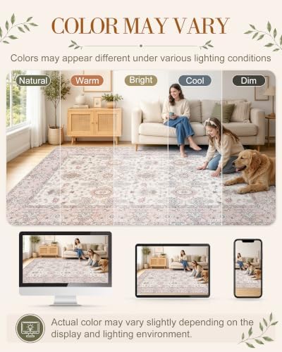 OLANLY 5x7 Washable Area Rug, Soft Non Slip Carpet for Bedroom Living Room - Image 2