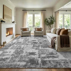 8x10 Extra Large Grey Fluffy Soft Area Rug Non-Slip for Living Room Bedroom - Image 3