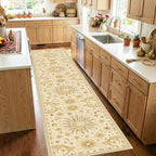 Vacuum-Friendly, 2x10 Washable Area Rug, Beige Camel Brown by meejou