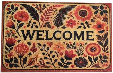 Outdoor Rug Door Mat, Welcome Mat Outdoor, Non-Slip Door Mat Outside Entrance, Stylish Welcome Mat, Entryway Rug, 19'x31' (16.WelcomeFlower) by COMCONHMY