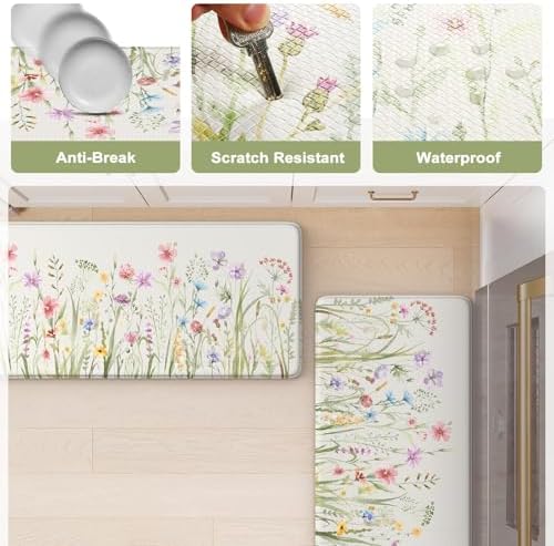KIMODE Anti Fatigue Kitchen Mat,Cushioned Boho Kitchen Runner 17.3"x59" - Image 6