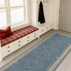 Hazo Haus Light Blue 2x8 Long Washable Runner for Hallway - Boho Non Slip Door Mats Indoor Entrance, Vintage Floral Runner Rugs for Kitchen Non Skid, Low Pile & Soft Indoor Décor by HazoHaus