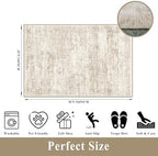 2x3 Feet Washable Entryway Rug, Non-Slip Small Kitchen Throw Mat for Sink, Soft Low-Pile Stain & Fade-Resistant Indoor Mat for Pet Area & Bathroom (Cream/Beige) - Image 2