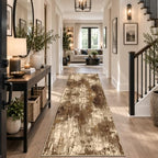 RELEANY Washable Runner 2'x8' Abstract Area Rug for Hallway Brown Tan by RELEANY