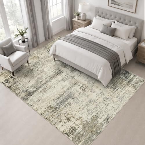Area Rug Living Room: 4x4 Modern Washable Soft Carpet Ash Brown - Image 3