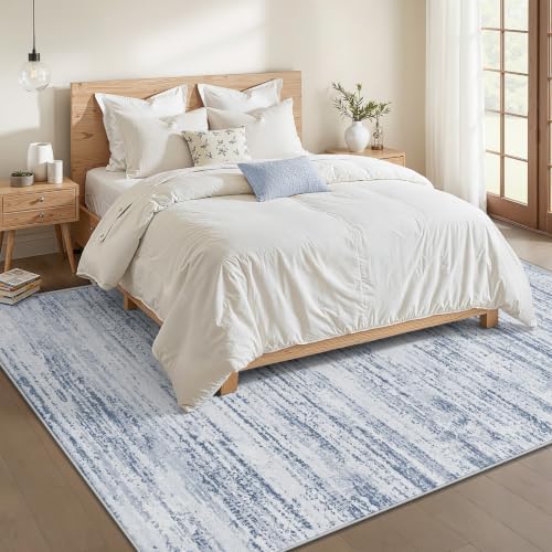 Area Rug 5x7 Living Room Rugs: Washable Modern Rug Non-Slip Soft Rugs Stain Resistant Printed Rug Indoor Carpet for Bedroom Kitchen Dining Room Nursery Home(Dark Blue, 5'x7') - Image 2