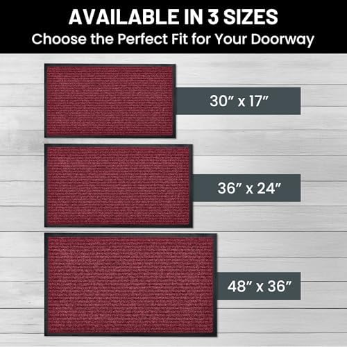 Front Door Mat, Indoor Outdoor Welcome Entryway Entrance Doormat, 30x17 Red - Image 5