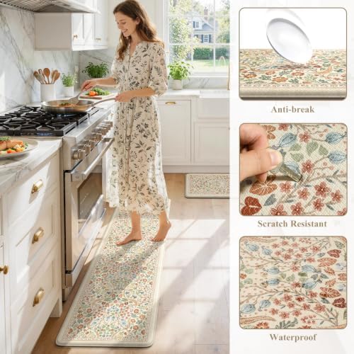 Collive Anti Fatigue Mats for Kitchen Floor, Beige 20"x47"+20"x32" - Image 6