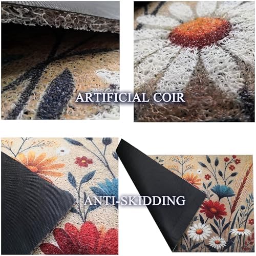 Outdoor Rug Door Mat, Welcome Mat, Non-Slip, 19'x31' (15.FlowerPattern) - Image 4