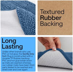 GORILLA GRIP Bath Rug Mat for Bathroom, Absorbent Chenille, 48x17 Blue - Image 3