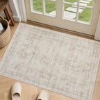 Washable Area Rugs 2x4: Neutral Living Room Bedroom Carpet Brown by Luxturiy