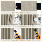 Guken Extra Long 100% Blackout Linen Curtains 102 Inches for Bedroom Ecru - Image 5