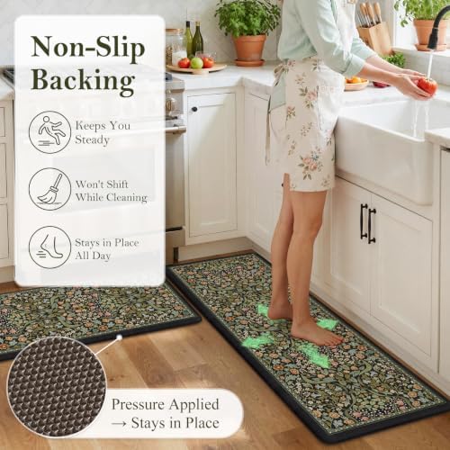 Collive Kitchen Rugs Sets of 2 Cushioned Anti Fatigue, 20"x47"+20"x32" - Image 3
