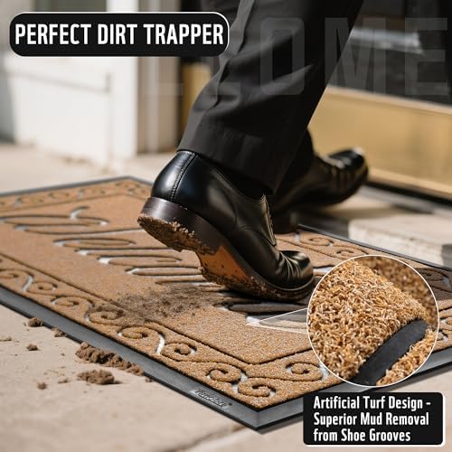 Yimobra Welcome Mat, Heavy Duty Sturdy Door Mats for Home Entrance Outdoor Indoor, Front Doormat for Outside Patio Floor Entry Porch Garage Office, Waterproof, Low Profile, 47 x 24, Yellow - Image 4