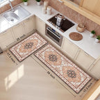 Boho Kitchen Mats for Floor 2PC Anti Fatigue Kitchen Rugs, Orange - Image 2