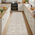 2'6''x14' Hallway Washable Runner Rug:Neutral Kitchen Carpet Brown by Luxturiy