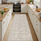 3x8 Hallway Washable Runner Rug: Neutral Kitchen Carpet Brown by Luxturiy