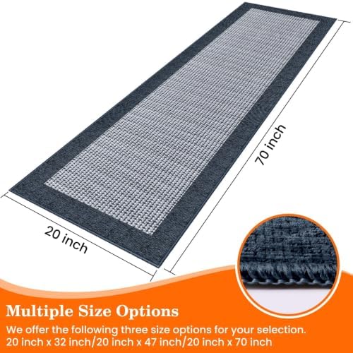 StepRite Kitchen Rugs, Kitchen Mats for Floor, 70"x20" Non-Slip Machine-Washable Kitchen Throw Rug, Navy Blue - Image 2