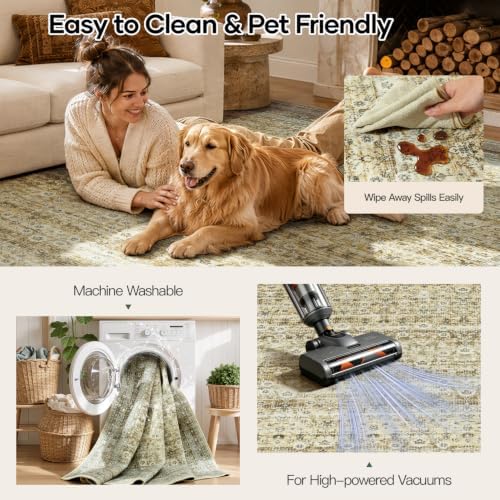 Lofus 9x12 Area Rug for Living Room, Non-Slip Washable Carpet，Beige - Image 4