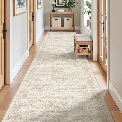 2'6 x 12' Runner Rug Non Slip,Washable Kitchen Rugs,Beige - Image 5