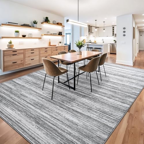 Chicrug 6x9 Grey Washable Striped Abstract Area Rug for Living Room Bedroom - Image 5
