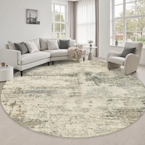 Round Area Rug Living Room: 6 ft Modern Washable Indoor Carpet by FXRHLP